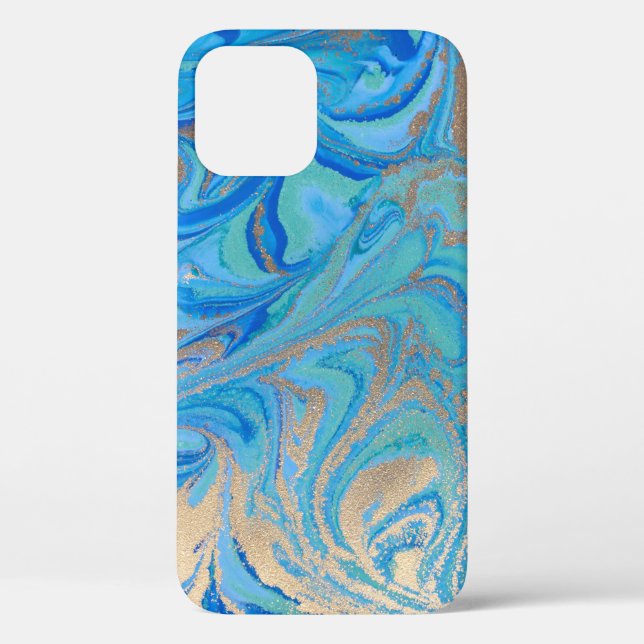 Blue and golden liquid texture Case-Mate iPhone case (Back)