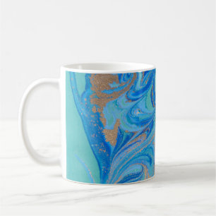 Blue and golden liquid texture coffee mug