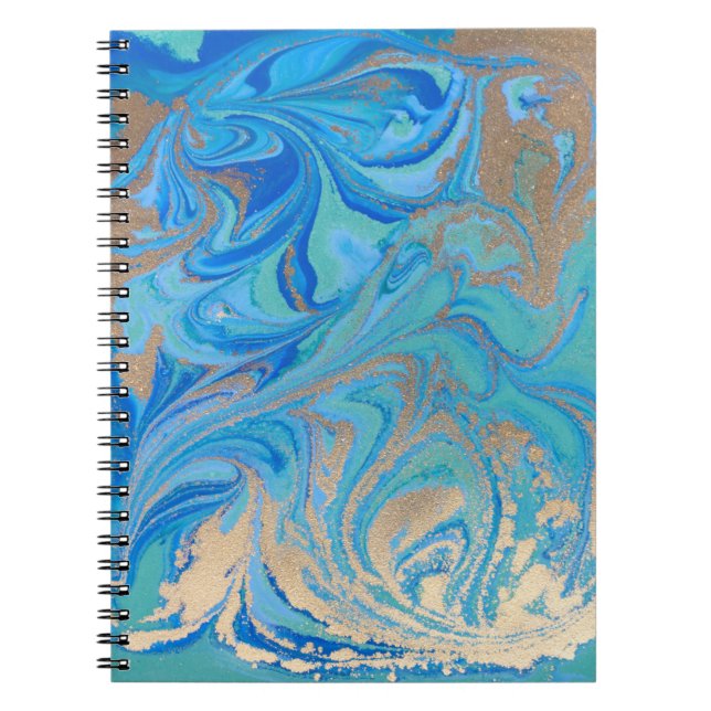 Blue and golden liquid texture notebook (Front)