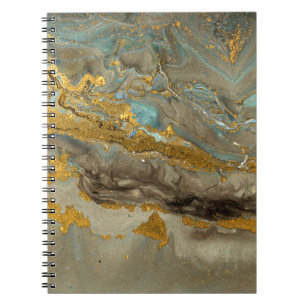 Blue and golden marble pattern notebook