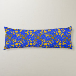 Blue and Golden Vector Seamless Pattern Body Cushion