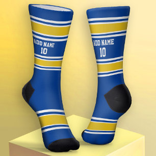 Blue and Golden Yellow Sport Jersey - Name Number Socks