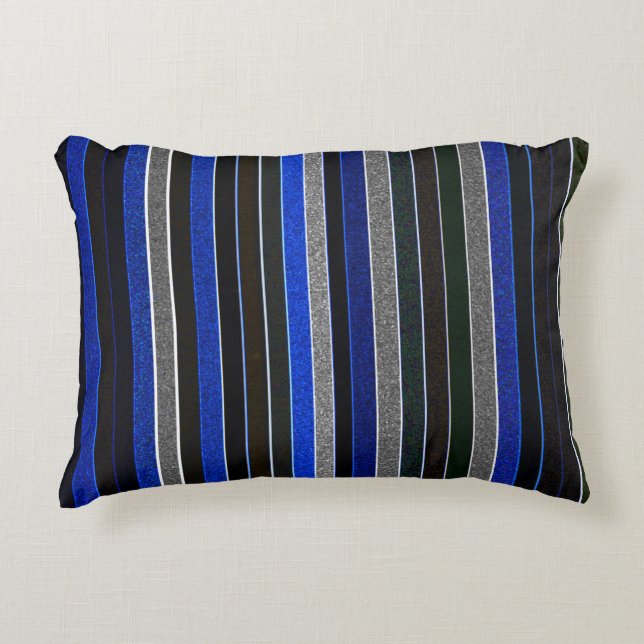 Blue and Granite Stripes Accent Pillow (Front)