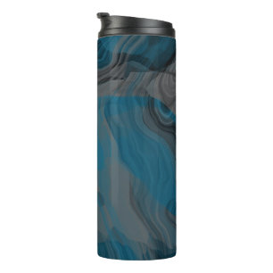 Blue and Gray Marble Abstract Thermal Tumbler