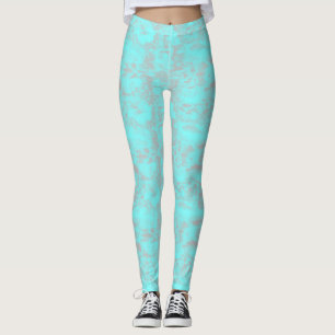 Blue and gray marble leggings