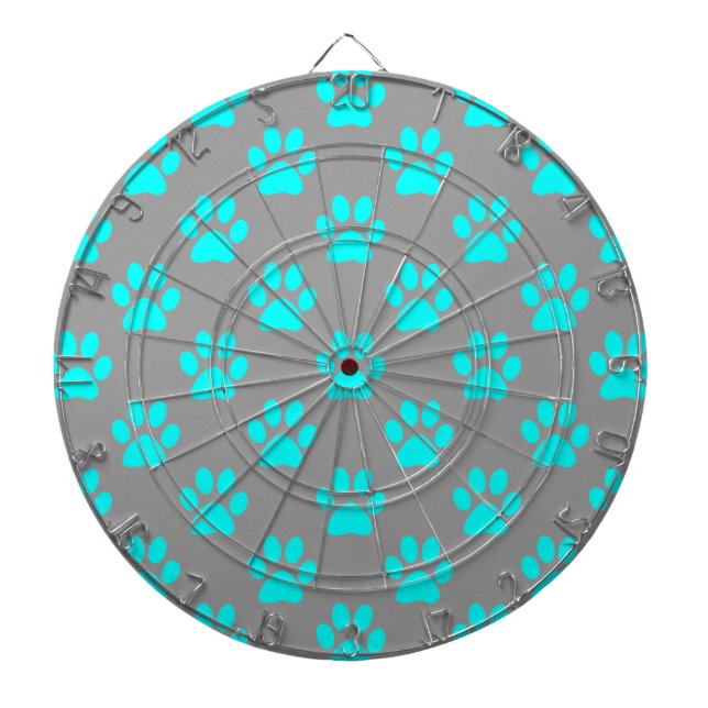 Blue and gray paws pattern dartboard (Front)