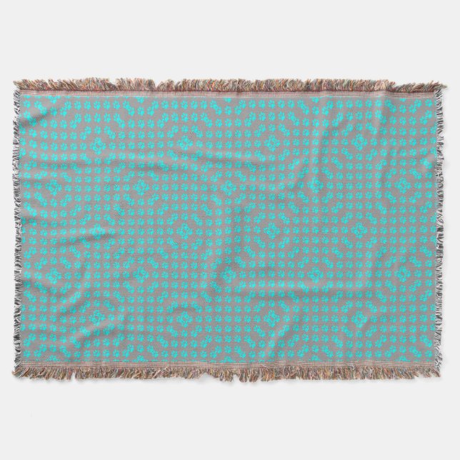 Blue and gray paws pattern throw blanket (Front)