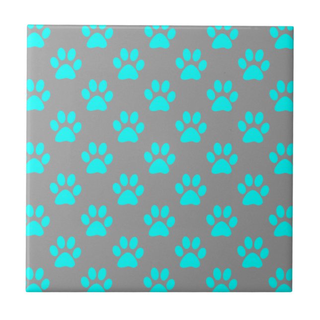 Blue and gray paws pattern tile (Front)