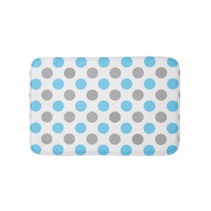 Blue and gray polka dots pattern bath mat