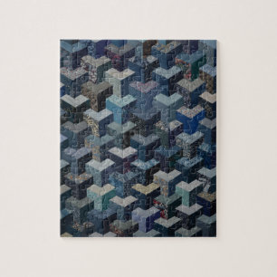 Blue and gray quilt pattern jigsaw puzzle
