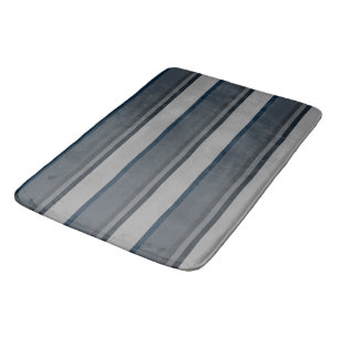 Blue and gray stripes bath mat