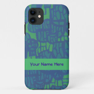 Blue and Green Abstract Bubbles Pattern iPhone 11 Case
