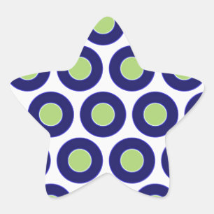 Blue and green abstract circle pattern star sticker