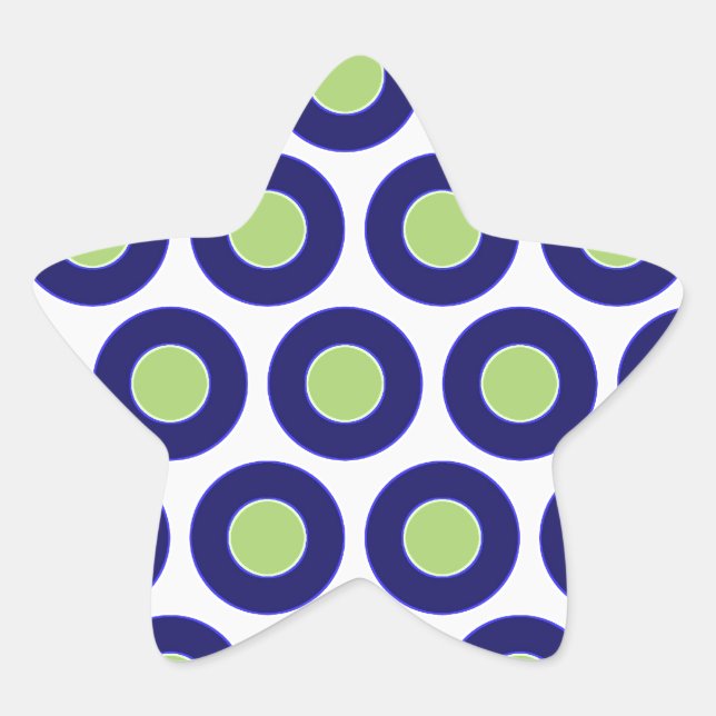 Blue and green abstract circle pattern star sticker (Front)