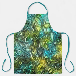 Blue and Green Abstract Design Apron