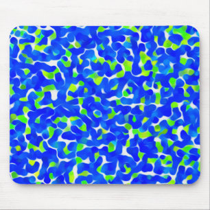 Blue and Green Abstract Pattern Mouse Pad