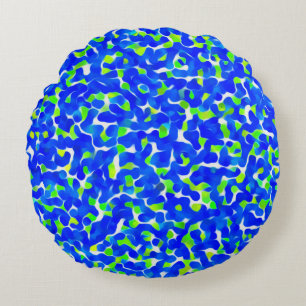 Blue and Green Abstract Pattern Round Cushion