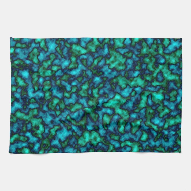 Blue and Green Abstract Pattern Tea Towel (Horizontal)