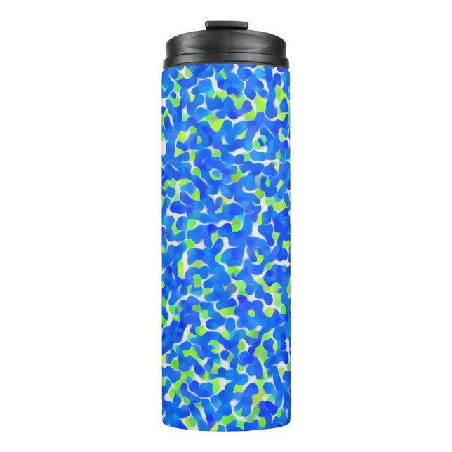 Blue and Green Abstract Pattern Thermal Tumbler (Front)