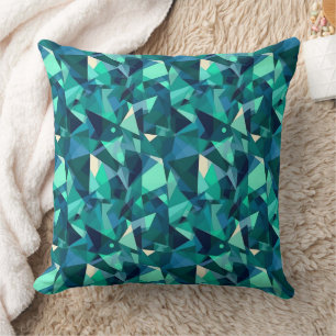 Blue and green abstract shapes pattern  cushion