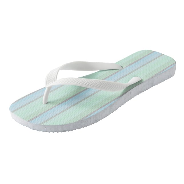 Blue and Green Abstract Stripes Thongs (Angled)