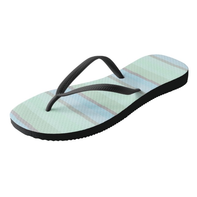 Blue and Green Abstract Stripes Thongs (Angled)