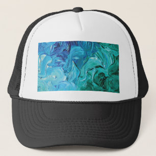 Blue and Green Acrylic Painting The Abstract Art Trucker Hat