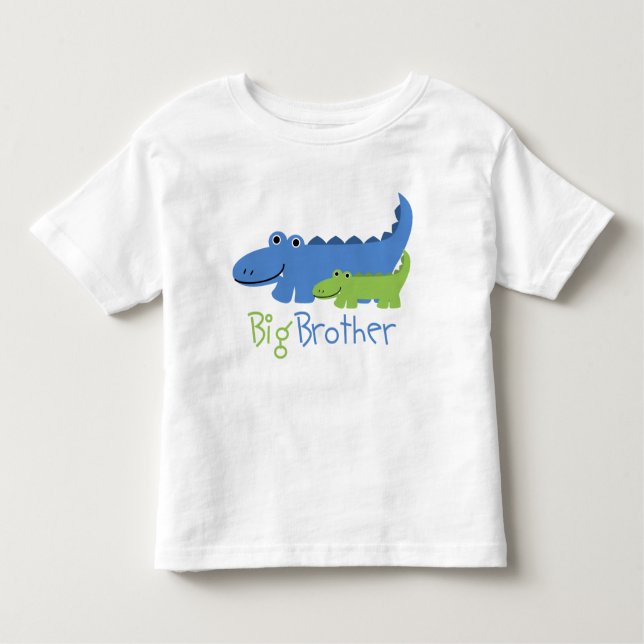 Blue and Green Alligator Big Brother Toddler T-Shirt (Front)