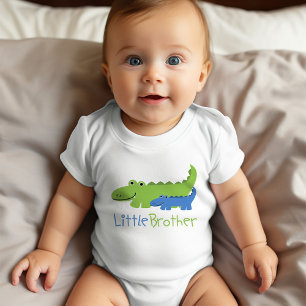 Blue and Green Alligator Little Brother Baby Bodysuit
