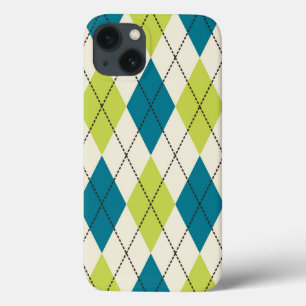 Blue And Green Argyle iPhone 13 Case
