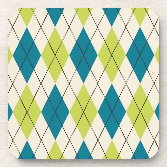 Blue And Green Argyle Coaster (Front)