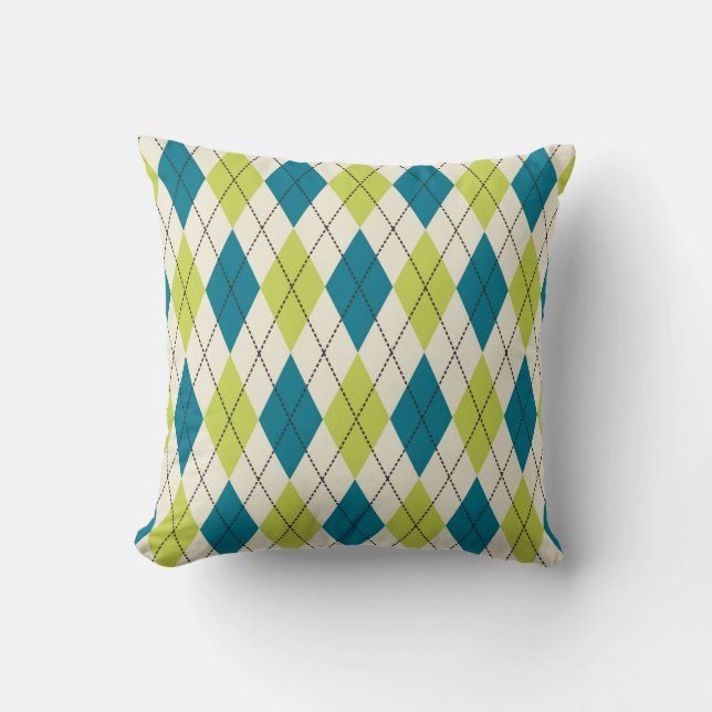 Blue And Green Argyle Cushion (Front)