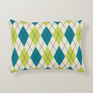 Blue And Green Argyle Decorative Cushion