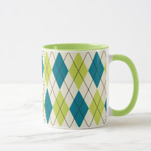 Blue And Green Argyle Mug