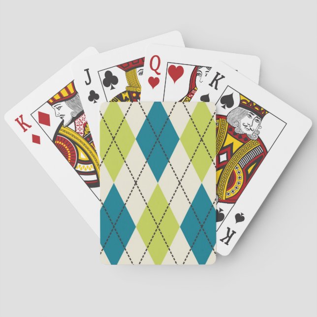 Blue And Green Argyle Playing Cards (Back)
