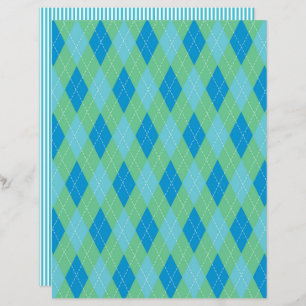 Blue and Green argyle striped scrapbook paper