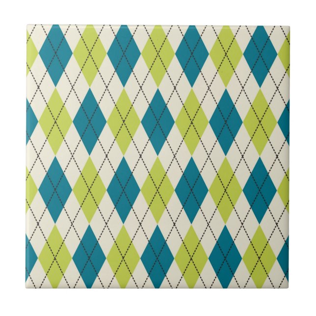 Blue And Green Argyle Tile (Front)