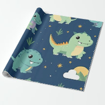 Blue And Green Baby Dinosaur Pattern