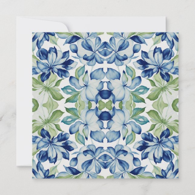 Blue and Green BOHO Leaf Floral pattern (Front)