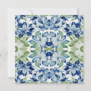 Blue and Green BOHO Leaf Floral pattern