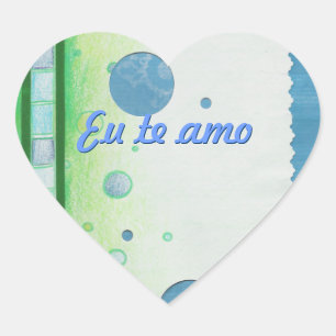 Blue and Green Bubble Heart Stickers