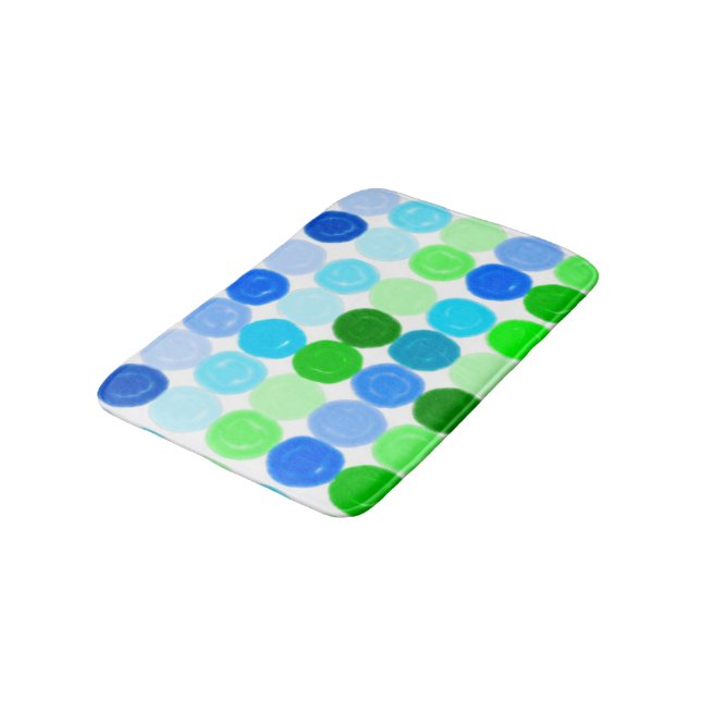 Blue and Green Bubbles Bath Mat (Angled)