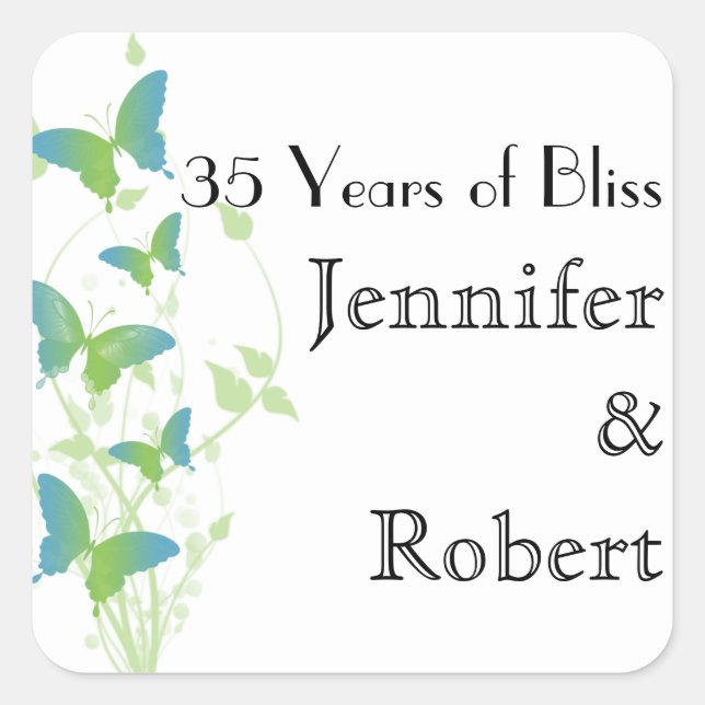 Blue and Green Butterfly Envelope Seal (Front)