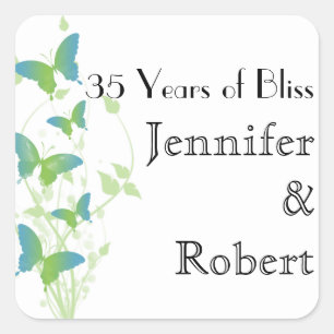 Blue and Green Butterfly Envelope Seal
