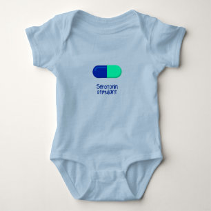 Blue and green capsule baby bodysuit