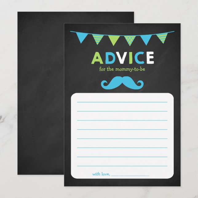 Blue and Green Chalkboard Baby Shower Advice Invitation (Front/Back)