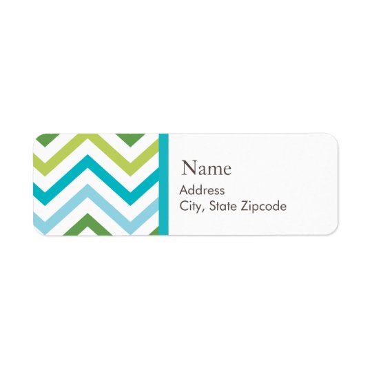 Blue and Green Chevron Address Label
