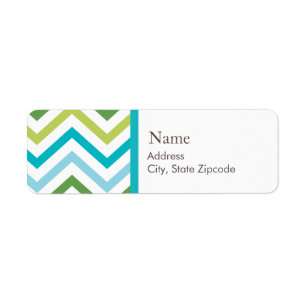 Blue and Green Chevron Address Label Return Address Label