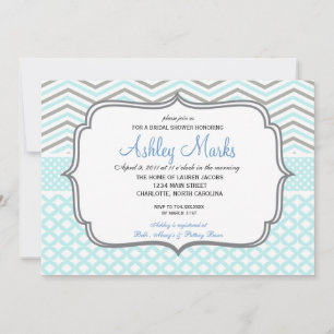 Blue and Green Chevron Invitaiton Invitation