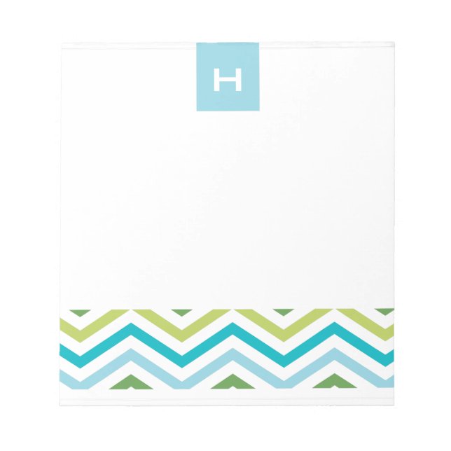 Blue and Green Chevron  |  Monogram Notepads (Front)